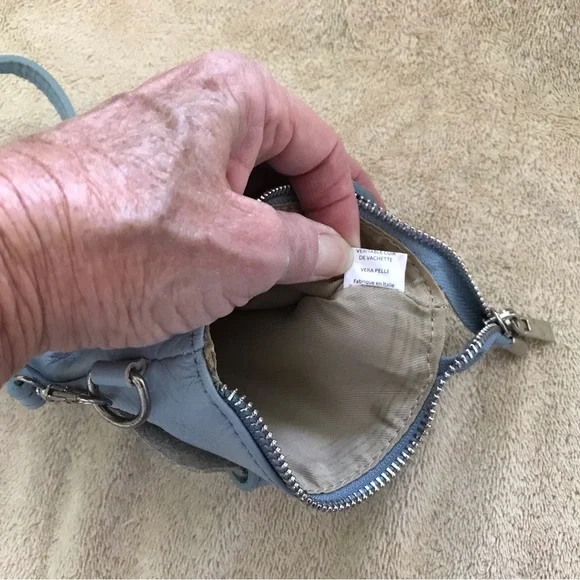 Vera Pelle Light Blue Crossbody Bag - Picture 9 of 9